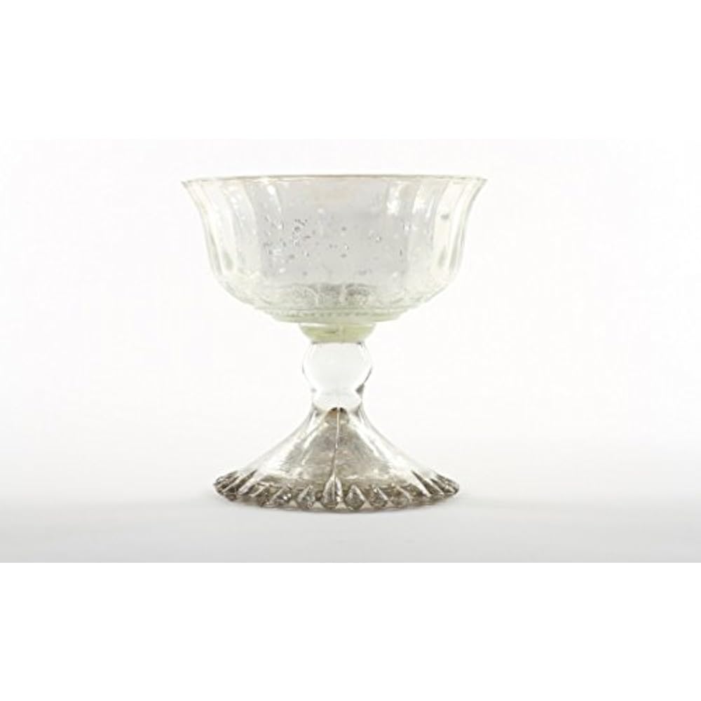 Compote Bowl Centerpiece Mercury Glass Antique Pedestal Vase, Floral