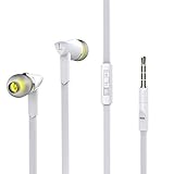 BYZ Headphones, BYZ Wired Earbuds with Mic, Stereo Earphones for Running Workout Gym, Tangle free, White