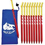 Chill Gorilla 10X Tent Stake. Heavy Duty Lightweight Strong Aluminum Alloy pegs for Camping, rain tarps, Hiking, Backpacking. Essential Camping & Survival Gear. ENO Accessory. Red