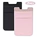 SHANSHUI Card Holder for Back of Phone, Adhesive Stretchy Fabric Lycra Double Slots Credit Card Sleeves Stick On Wallet Pocket Compatible for iPhone and Most Smartphones(Black&Pink)