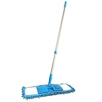 Xifan Microfiber Chenille Flat Dust Mop,Detachable,360 Degree Rotation, Extension-Type (Blue)