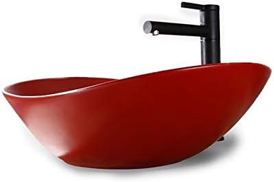 洗面ボウル 洗面器 洗面所バニティキャビネット現代スタイルのために北欧レッドオーバルシンエッジのシンクセラミック容器盆地シンクボウル おしゃれ 洗面ボール 手洗いボウル Color Red Size 60x36x13cm Kraftbuilt Com