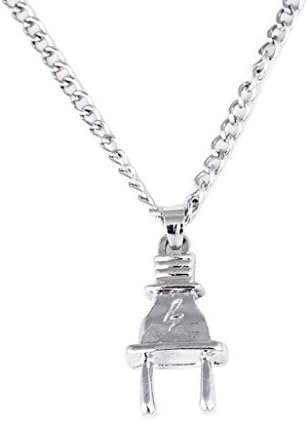 Hip Hop Necklace,Ulifeshop Power Plug Pendant Hip Hop Cuban Necklace Chain Punk Style Necklace Chain Jewelry Men Gift (Silver)