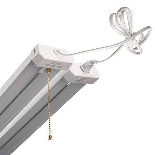 LED Shop Light for garages,4FT 5000LM,42W 6000K Daylight White,LED Ceiling Light, LED Wrapround Light, with Pull Chain (ON/Off),Linear Worklight Fixture with Plug, cETLus Listed 4PACK 60K