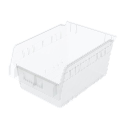 Akro-Mils 30080 12-Inch L by 8-Inch W by 6-Inch H Clear ShelfMax Plastic Nesting Shelf Bin Box, 8-Pack