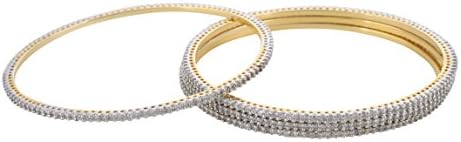 Shivani imitations Silver and Gold Plated Bangle Set for Women - Set of 4 (Size: 2.4, BD0021)