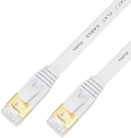 Ethernet Cable CAT7 RJ45 Patch Flat LAN Network Cable (2 Meter, White)