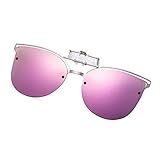 WELUK Polarized Clip-on Flip up Cat Eye Sunglasses Metal Frame for Prescription Glasses