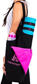 Vaghettisports Yoga Mat Bag Set with Yoga Towel & 2 Yoga Mat Straps/Premium Yoga Mat Bags with 2 Pockets and Adjustable Shoulder Strap/Cotton Yoga Mat Tote Sling Carrier-Fits Almost Yoga Mats Size