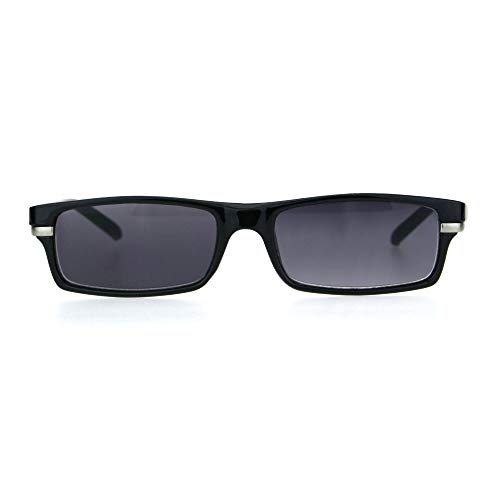 Mens Narrow Rectangular Plastic Powered Sun Reader Reading Glasses Black 4.0