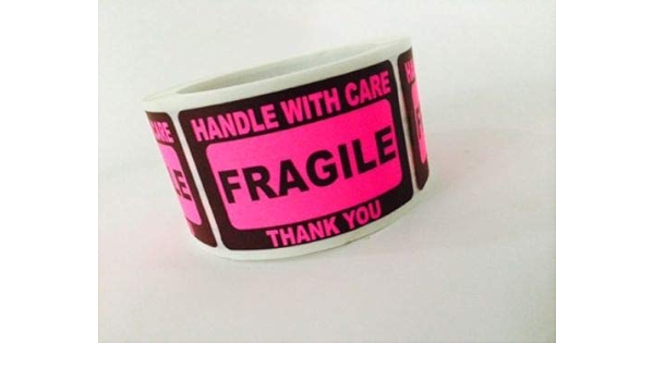Amazon Com 1000 2x3 Fragile Stickers Handle With Care Stickers Pink Neon Fluorescent New Automotive