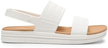 Sandalias de agua para mujer, cómodas, planas, con plataforma de playa, elegantes, de verano, para caminar, Blanco, 38.5 EU