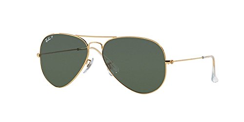 Ray-Ban RB 3025-001/58 Arista Large Metal Aviator Sunglasses with Natural Green Polarized Lenses 62mm