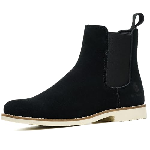 SL-Saint Handgefertigte Klassische Chelsea Stiefel für Männer Mode Echtes Rindsleder Slip On (Schwarz Lederfutter, Erwachsene, Herren, 41, Numerisch, EU Schuhgrößensystem, M)