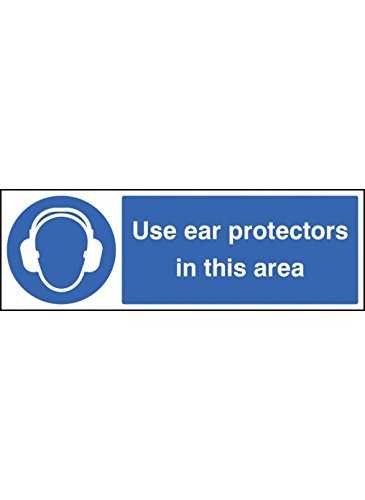 Caledonia Signs 15010E Use Ear Protectors in this Area Sign, 200 mm x 150 mm, Rigid Plastic