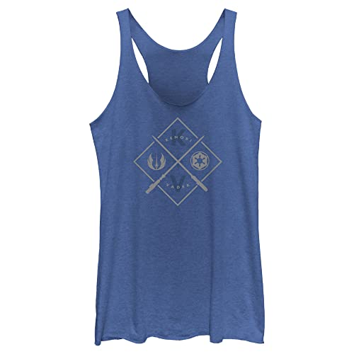 Women's Star Wars: Obi-Wan Kenobi Vader vs Kenobi Crossed Lightsabers Racerback Tank Top - Royal Blue Heather - Large at Amazon