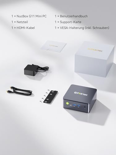 GMKtec G11 Mini PC AMD Ryzen Embedded R2514, 3 Year Support 4C/8T up to 3.7GHz (Beats 3500/N95/N150) 16G DDR4 512G PCIe 3.0 SSD, Dual 2.5G LAN/WiFi 6E/Triple 4K Display for Office/NAS/Soft Router