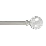 Sheffield Home Window Treatment Crackle Glass Drapery Curtain Rod Set in Silver, 66''- 120''