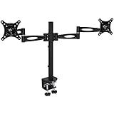 Mount-It! Dual Arm Adjustable Computer Monitor Desk Mount Stand for 2 LCD Flat Screen Monitors, VESA 75 and 100 with 22, 23, 24, 27 inch Monitors, Full Motion, Tilt, Swivel, Rotate, 44 lbs Capacity,