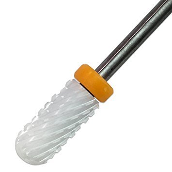 PANA 3/32" Shank Size Professional USA - Smooth Top Large Barrel White Ceramic Bit 2X Coarse Grit - Nail Drill Bit for Dremel Machine