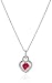 Amazon Collection Sterling Silver Created Ruby Round Created White Sapphire Heart Pendant Necklace, 18