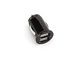 Compact Dual USB Car Charger Adapter for Apple, Android, Tablets (Black)