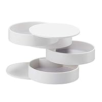 HengLiSam Jewelry Storage Box 4-Layer Rotatable Jewelry Accessory Storage Tray with Lid (White) ...