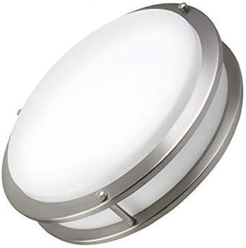 Worbest LED Flush Mount Ceiling Light, 14-inch 20W (85W Equivalent), 5000K (Daylight Glow) 1500lumens, Dimmable Damp Location Ceiling Lamp Fixture,Brushed Nickel, ETL and Energy Star Listed.