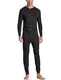 Lusofie Mens Thermal Underwear Union Suit Base Layer Henley Adult Onesie