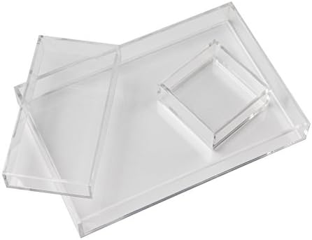 Marishi Personalizable 5mm Vanity Tray Organizer and Two Acrylic Insert Trays with 4 Anti-slip Pads
