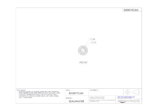 Sealmaster ERX-12 HI Wide Inner Ring Ball Bearing, High Temperature, Setscrew Locking Collar, Light Contact Nomex Felt Seals, Krytox GPL227 High Temperature Grease Lubrication, 3/4" Bore, 47mm OD, 1-7/32" Width - Thumbnail 2