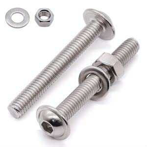 Glvaner M8-1.25 x 45mm Flanged Button Head Socket Cap Screws with M8-1.25 Hex Nuts and M8 Flat Washers Assortment Kit, 304 Stainless Steel 18-8, Full Coarse Thread, 6 Screws+ 6 Nuts+ 6 Washers