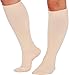 LISH 2 Pack Plain Jane Wide Calf Compression Socks - 15-25 mmHg Knee High Plus Size Support (M/L, Nude)