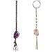 Dahey Macrame Crystal Car Charms Handmade Crystal Rear View Mirrior Car Ornament Boho Hanging Crystal, Waxed Rope Wrapped Crystal Hanging for Car Home Decor,Set of 2 Color