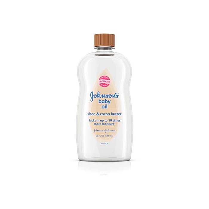 Johnson's Baby Oil, Mineral Oil Enriched with Shea & Cocoa Butter to Prevent Moisture Loss, Hypoallergenic, 20 fl. oz