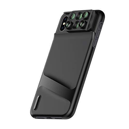 Ztylus Switch 6 Lens Kit for Apple iPhone Xs: 6 in 1 Dual Optics Lens System (Fisheye, Telephoto, Wide-Angle, Macro and Super Macro), Durable Phone Case, Double Layer Protection, Build-in Grip
