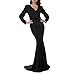 Women's Mermaid V-Neck Long Sleeve Halloween Party Maxi Dress With Belt, Black, XL