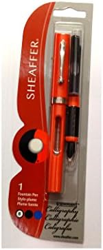 Sheaffer 73402 Calligraphy Pen Fine (1.0mm) Broad Orange Barrel Black Ink 2 Cartridges Included