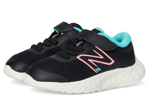 New Balance 520 V8 Bungee Lace Running Shoe, Black/Ultra Pink/Cyber Jade, 1.5 U…