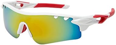 Sports sun glasses for women men cycling motorcylcle driving running racing golf baseball climbing skiing fishing hiking camping trekking or other outdoor activities (Salmon len white frame, 68)