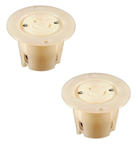NEMA L5-15 Locking Flanged Outlet, 15A 125V AC, 2 Pole 3 Wire, cUL Listed (2 Pack)