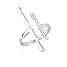 925 Sterling Silver Two (2) Uneven Vertical Minimalist Bar Wrap Around Knuckle Midi or Thumb Ring