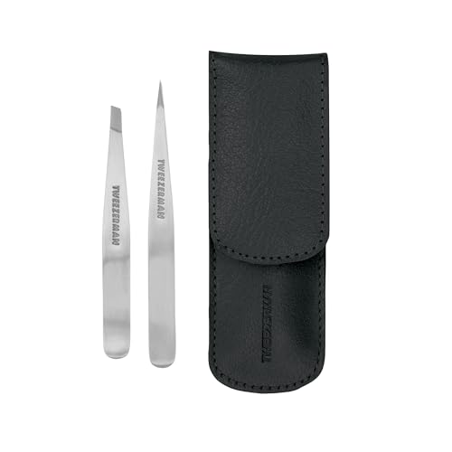 TWEEZERMAN Pinzetten-Set Petite mit schräger und spitzer Pinzette, Schwarz