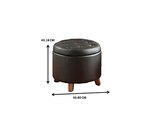 Major-Q Pxf7052 Tufted Black Finish Faux Leather Cocktail Ottoman with Storage