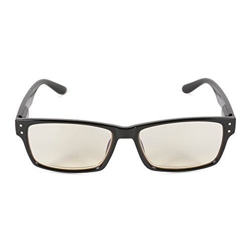 Inner Vision Eye Strain Relief Computer Screen Reading Glasses w/Case - Anti Blue Light, Anti Glare, Scratch Resistant, Spring Hinges - Unisex, (1.75 x Magnification), Black