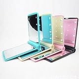 Lady Makeup 8 LED Lights Cosmetic Folding Portable Compact Pocket Mirror Lamps (Blue)