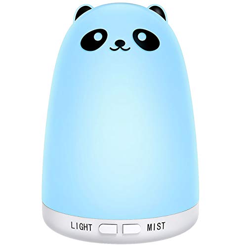 Homasy Essential Oil Diffuser, 160ml Adorable Panda-look Ultra-quiet Aroma Fragrance with Sleep Mode, 4-color Ambient Light, Waterless Auto-off for Baby, Home, Spa, Study, and Office-White