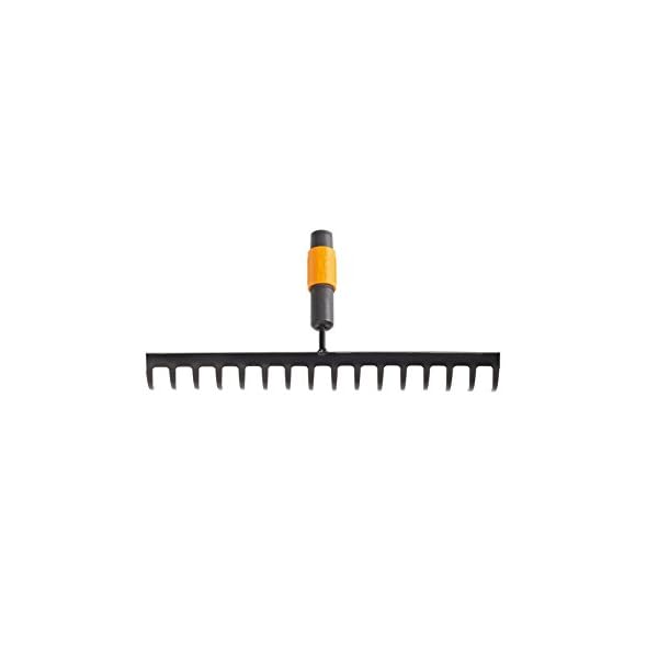 Fiskars Rechen mit 16 Zinken, Werkzeugkopf, Breite: 40 cm, Gehärtete Stahlzinken, Schwarz/Orange, QuikFit, 1000654