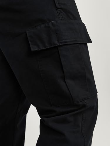 Pantaloni Cargo da Combattimento da Uomo, vestibilità Comoda, con Chiusura a Bottone, Taglia da 68 a 102 cm, Nero, W34 / L34