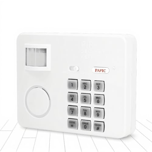 Motion Sensor Alarm, Wireless PIR Security Keypad Emergency Siren, Password Home Security Keypad Remote Infrared Detectors, for Front Door, Back Door, Garage, Shed Outbuildings